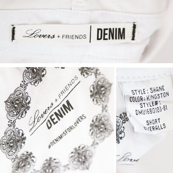 Lovers and Friends Shane Overall Shortall M Kinston White Denim Distressed $178 - Picture 13 of 16